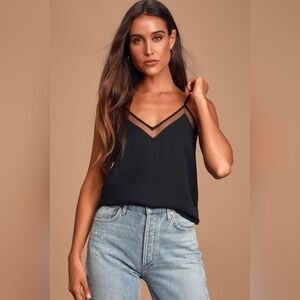 Lulu's Sweet Fling Black Mesh Tank Top Size Small